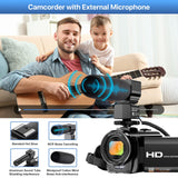 ALSONE Video Camera Camcorder FHD 1080P 24MP 16X Zoom Black Model 201LM with Microphone, Remote Control & 2 Batteries
